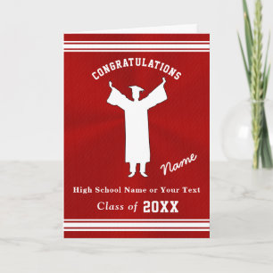 Tarjetas de graduación personalizadas para él, roj