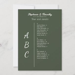Tarjetas de gráfico alfabético simple para Bodas