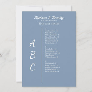 Tarjetas de gráfico alfabético simple para Bodas