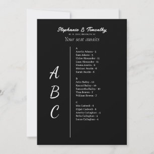 Tarjetas de gráfico alfabético simple para Bodas