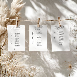 Tarjetas de gráfico alfabético simple para Bodas