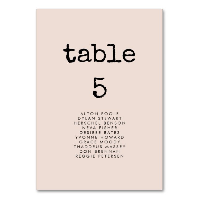 Tarjetas de gráfico de asientos de máquina de escr (Anverso)