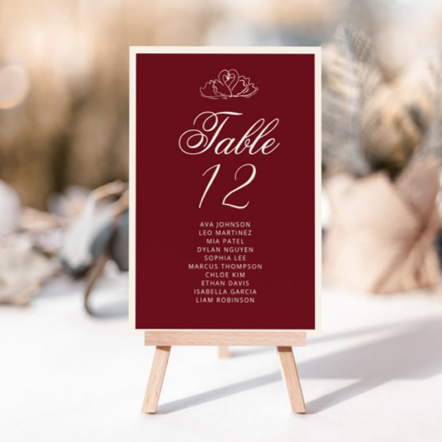 Tarjetas de gráfico de asientos de mesa de cisne e (Subido por el creador)
