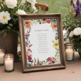 Tarjetas de gráfico de asientos para Bodas de flor