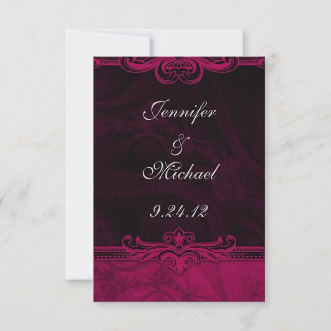 Tarjetas de guardar la fecha de boda de encaje ros (Anverso)