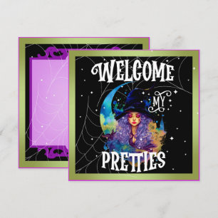 Tarjetas de Halloween de Belleza de Bruja Retro