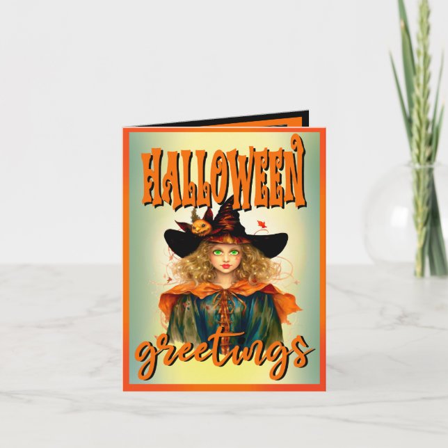 Tarjetas de Halloween de Brujas Retro Funny (Anverso)
