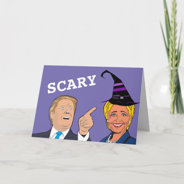 TARJETAS DE HALLOWEEN ESPANTOSO DE HILLARY Y TRUMP (Anverso)