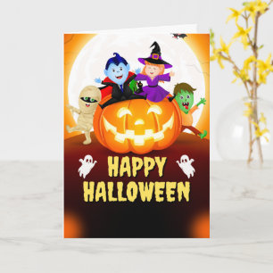 Tarjetas de Halloween Lindas Fantasmas, Calabazas