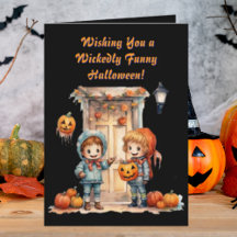 Tarjetas de Halloween modernas y divertidas con fo