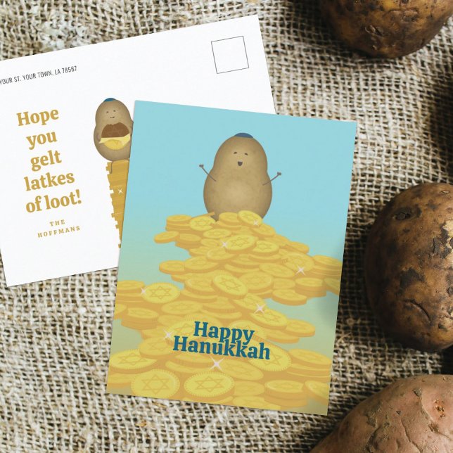 Tarjetas de Hanukkah de Latkes y Gelt (Subido por el creador)