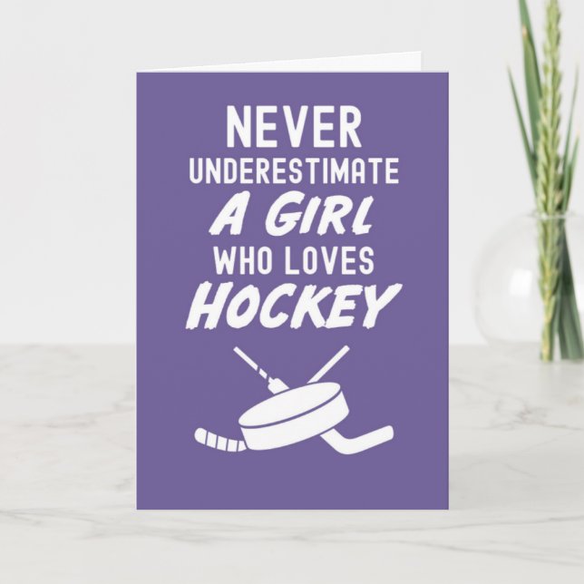 Tarjetas de Hockey Rosadas Lindas para Niñas y Niñ (Anverso)