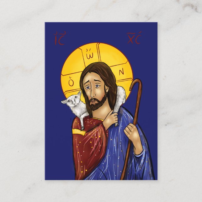 Tarjetas de icono de Cristo el Buen Pastor (extra  (Anverso)