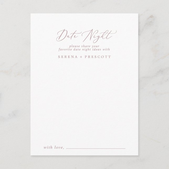 Tarjetas de Ideas Delicadas Rosa Gold Date Night (Anverso)