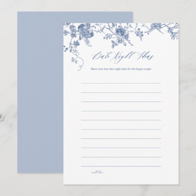 Tarjetas de ideas florales de la noche con fecha a (Anverso / Reverso)