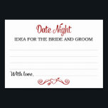 Tarjetas de ideas nocturnas<br><div class="desc">Estas tarjetas de ideas de la noche de la fecha serán el complemento perfecto para tu recepción de boda o fiesta. Este diseño presenta una combinación de fuentes en negro y rojo, con un cartel cardíaco como acento, solicitando a sus invitados que dejen una nota con sus mejores ideas de...</div>