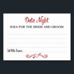 Tarjetas de ideas nocturnas<br><div class="desc">Estas tarjetas de ideas de la noche de la fecha serán el complemento perfecto para tu recepción de boda o fiesta. Este diseño presenta una combinación de fuentes en negro y rojo, con un cartel cardíaco como acento, solicitando a sus invitados que dejen una nota con sus mejores ideas de...</div>