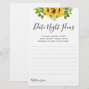 Tarjetas de ideas para la noche con fecha de giras