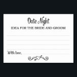 Tarjetas de ideas para la noche de la fecha negra<br><div class="desc">Estas tarjetas de ideas de la noche de la fecha serán el complemento perfecto para tu recepción de boda o fiesta. Este diseño presenta una combinación de fuentes negras, con un cartel cardíaco como acento, solicitando a sus invitados que dejen una nota con sus mejores ideas de citas. La tarjeta...</div>