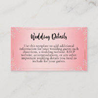 Tarjetas de Inclusión para Boda Bubblegum Blush