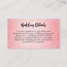 Tarjetas de Inclusión para Boda Bubblegum Blush