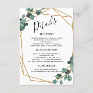 Tarjetas de Inclusión para Boda Minimalista con Ve