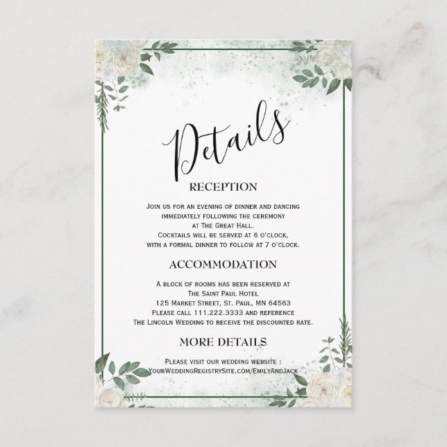 Tarjetas de Inclusión para Boda Minimalista con Ve (Anverso)