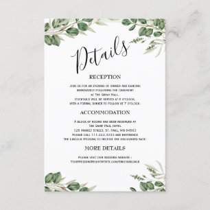 Tarjetas de Inclusión para Boda Minimalista con Ve