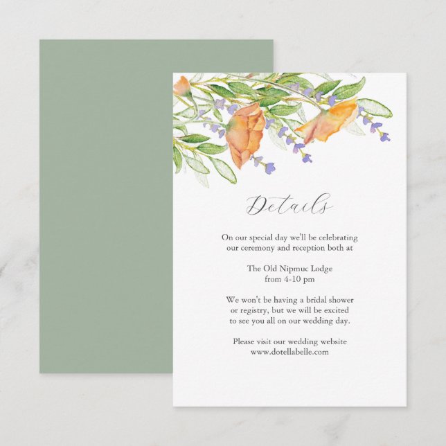 Tarjetas de Inclusión para Bodas con Tema de Flore (Anverso / Reverso)