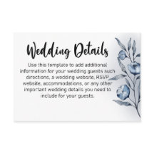 Tarjetas de Inclusión para Bodas Indigo Romance