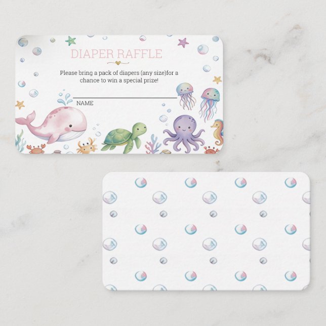 Tarjetas de inclusión para rifa de pañales bajo el (Anverso / Reverso)