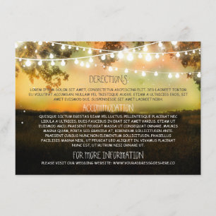 tarjetas de información boda con luces de cadena