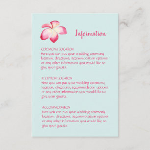 Tarjetas de información Boda de Plumeria Tropical