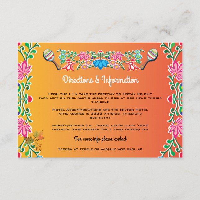 Tarjetas de información Boda Fiesta Mexicana (Anverso)