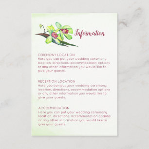 Tarjetas de información Boda Green Orchid Marsala