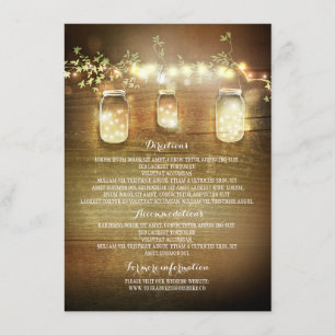 Tarjetas de información Boda Mason Jars String Lig