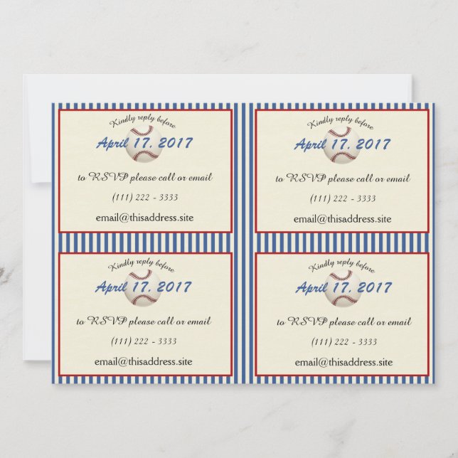 Tarjetas de información de Béisbol DIY (Anverso)