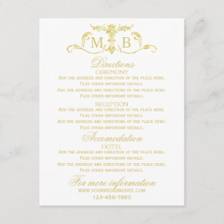 Tarjetas de información de boda de oro Gabinetes d