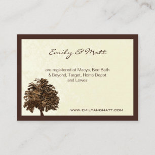 Tarjetas de información de Boda de roble marrón