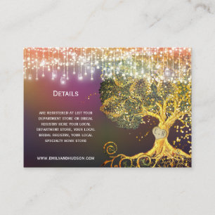 Tarjetas de información de Boda de roble marrón