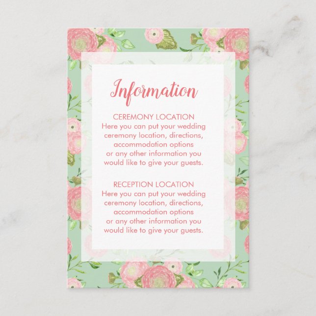 Tarjetas de información de Boda floral Spring Ranu (Anverso)
