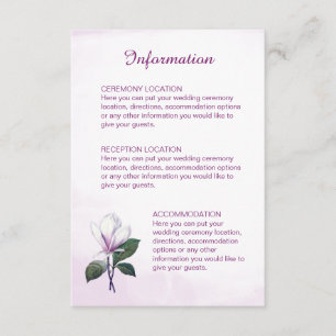 Tarjetas de información de Boda Magnolia