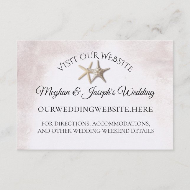 Tarjetas de información de boda Starfish Beach (Anverso)