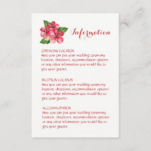 Tarjetas de información de Bodas tropicales rojos