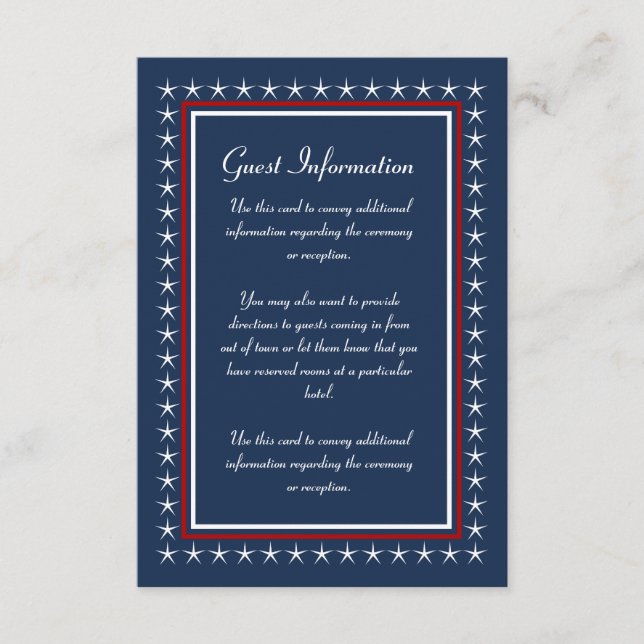 Tarjetas de información de invitado de Boda milita (Anverso)