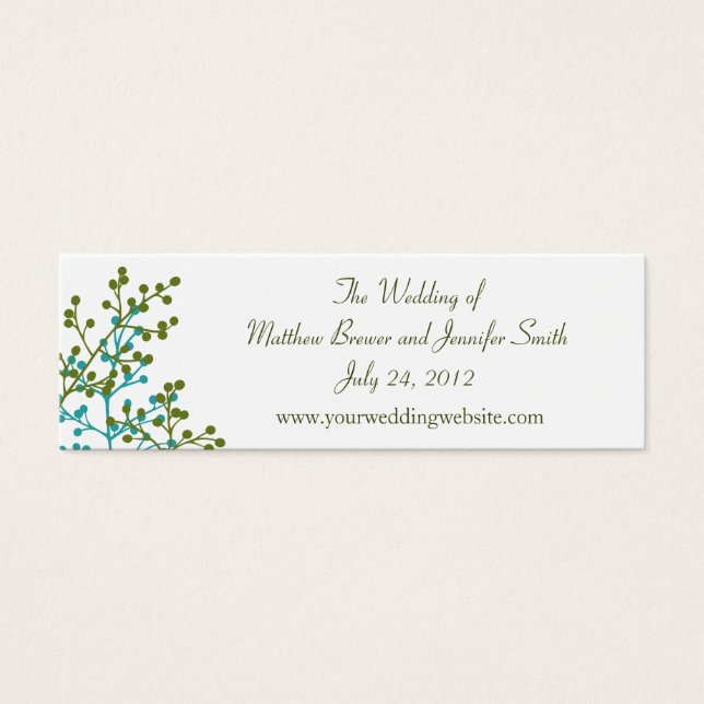 Tarjetas de información de sitios web de Boda azul (Frente)