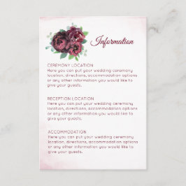 Tarjetas de información del Boda Burgundy Rose Bou