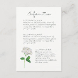 Tarjetas de información del Boda de la rosa blanca