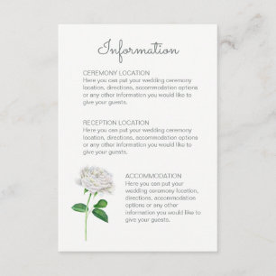Tarjetas de información del Boda de la rosa blanca