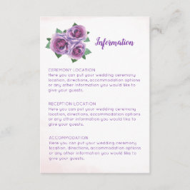 Tarjetas de información del Boda Purple Rose Bouqu